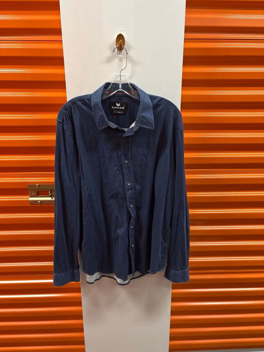Buttercloth Men's Long Sleeve Slim Fit Button-Down Shirt in Navy Blue